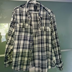 Blue and White Plaid Button Down Shirt flannel